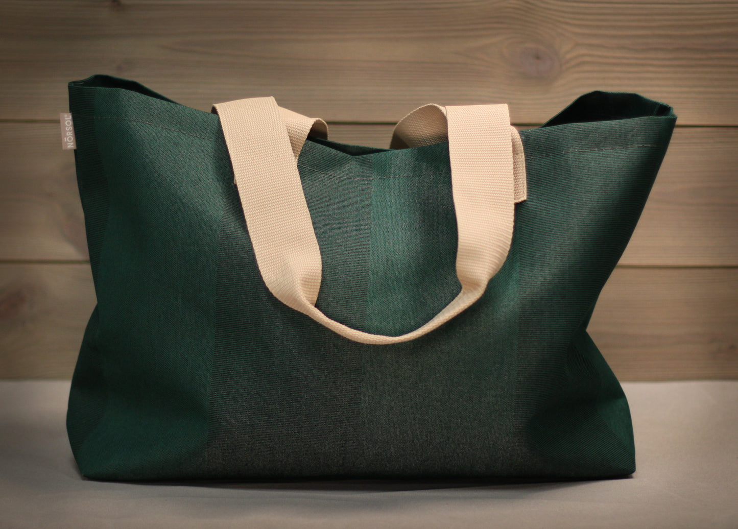 Fæbrik x Norsol - Stort handlenett - Mørk grønn stripete