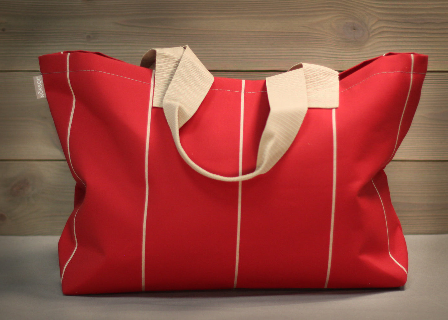Fæbrik x Norsol - Stort handlenett - Rød med hvite striper