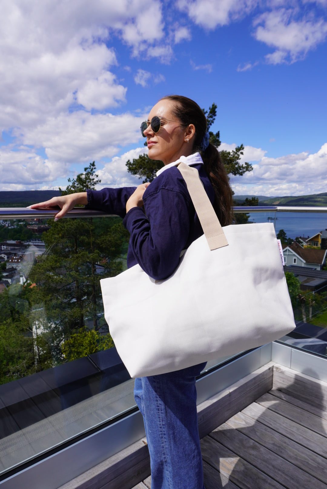 Fæbrik x Norsol - Stort handlenett - Blå, hvite og rød striper