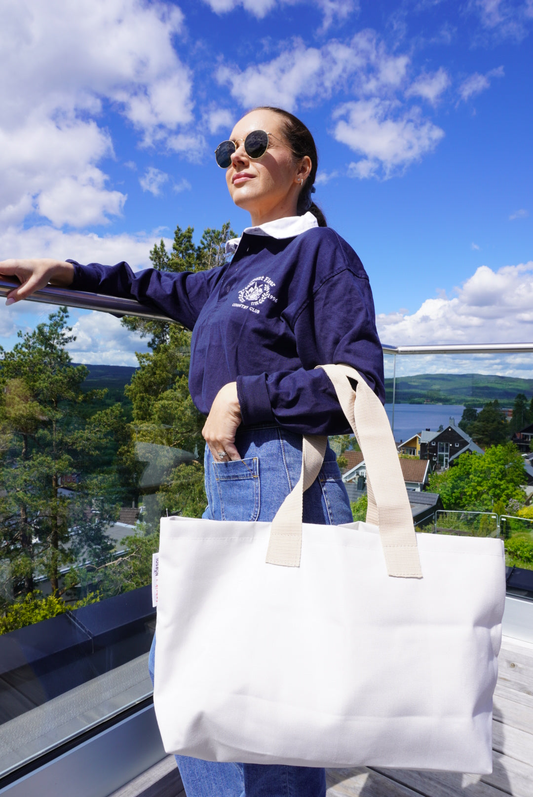 Fæbrik x Norsol - Stort handlenett - Mørk grå mønstret