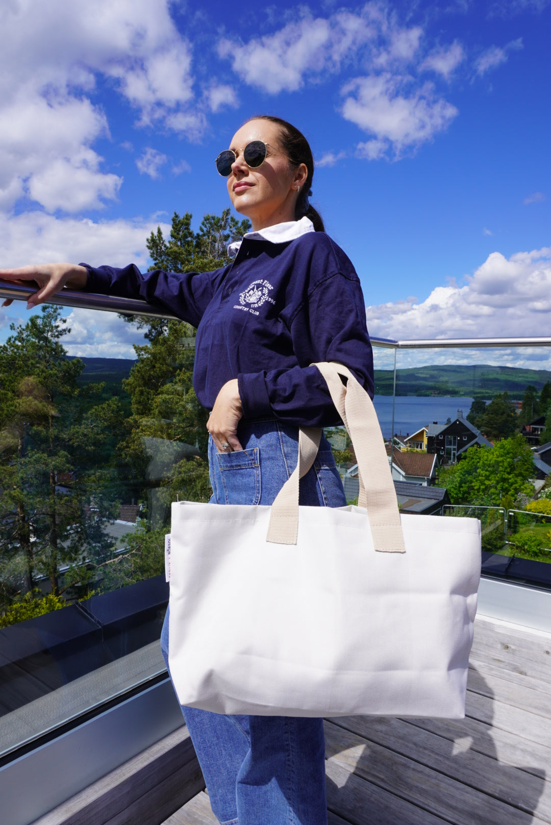 Fæbrik x Norsol - Stort handlenett - Blå, hvite og rød striper