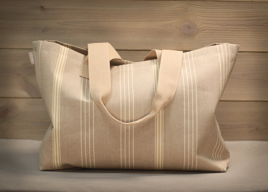 Fæbrik x Norsol - Stort handlenett - beige stripete