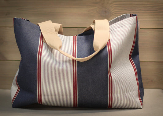 Fæbrik x Norsol - Stort handlenett - Blå, hvite og rød striper